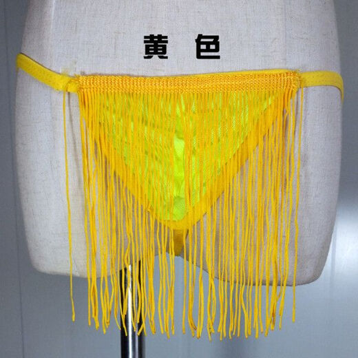 男士青年情趣内裤诱惑开档透视调情内裤男士丁字裤性感流苏T裤套 g024红色 均码适合160斤以内