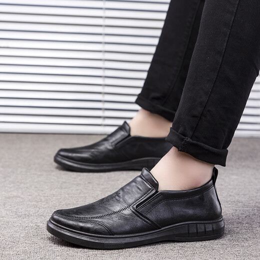 
Red Dragonfly handled leather soft leather men's leather shoes soft sole business anti-slip PU casual shoes wear-resistant men's shoes odor-proof f882 black 42
