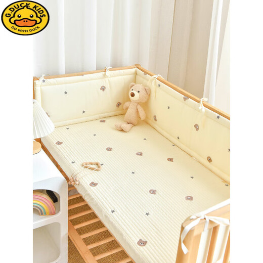 G.DuckKids Crib Pure Coton lit Surround Newborn Baby Cartoon broderie amortissant Sac mou Enfants Enfants Anti-Collision Strip Anti-Fall Fence Fence TULIP Hauteur 28cm 140cm1 Piece