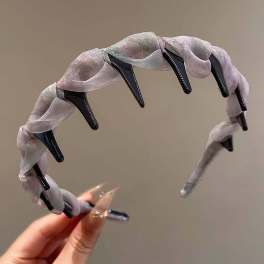 2025 new style hair hoops for women with high skull tops, daily wear head hoops for face washing, toothed anti-slip hairpins for summer, black gauze hair hoops