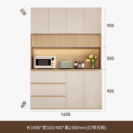 Mi Xin Pet Home Antique Solid Wood Sideboard Against the Wall Integrated Multi-Function Storage Cabinet Wine Cabinet Guest Restaurant Chinese Tea High Cabinet E Model Length 160cm Cream White + Oak Double Door