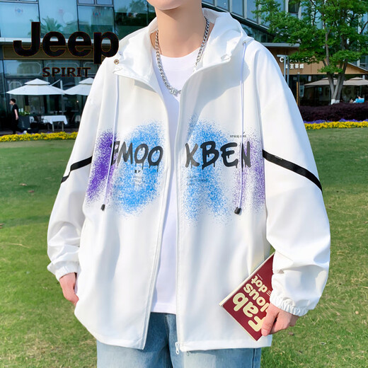 吉普（JEEP）2025新款薄款连帽外套男防晒衣防遮紫外线夏季青年男装冰丝防晒服  6629灰色  M 80-100斤