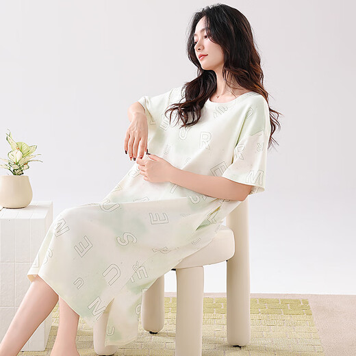 Modal Nachthemd für Frauen Sommer kurzärmeligte Pyjama 2025 Neuer Sommer Dünne schwangere Frauen Sommerkleid Zh14109 2xl (175)