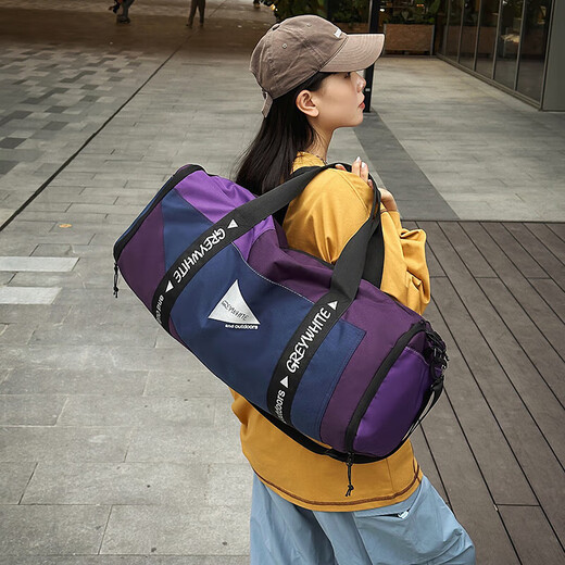 Travel bag men's sports fitness bag women's dry and wet separation short-distance business trip luggage bag barrel bag messenger bag handbag black