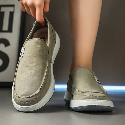 JETRAM men's shoes 2025 new summer thin soft sole lightweight non-slip breathable mesh shoes steadily casual cloth shoes YW-1473 military green 44