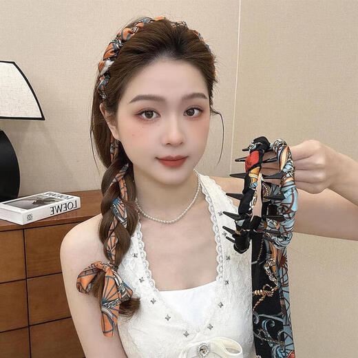 Yuancheng hairbands, braided hair ribbons, headbands, headbands, hair accessories, hair accessories for women, 2025 new style hairpins for washing your face and going out, 3 packs of ribbons and hairbands, blue + orange + black