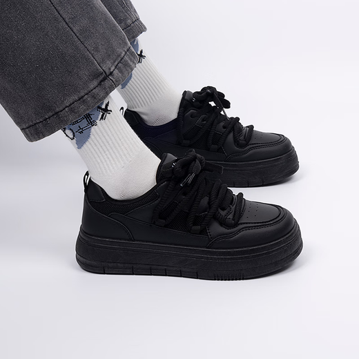 Global black board shoes for women 2025 new summer mesh breathable thick sole women's shoes hot versatile light casual black shoes