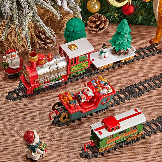 Jihu Christmas Electric Train Track Auto Toy Boy Boy Set Simulation Hochgeschwindigkeitsschiene Kinder Retro Dampfzug Fernbedienung Version Weihnachtszug Upgrade Rauch Elliptische Schiene Ladeversion Super Long Track + Szene Paket + Ladevorgang