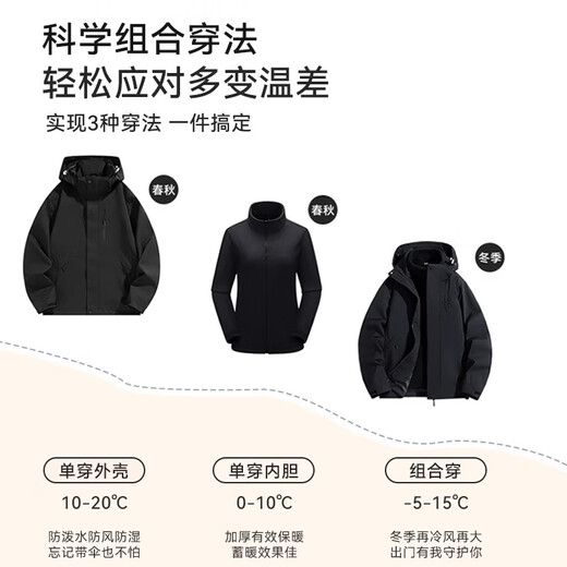 Jeep Spirit2025 nueva chaqueta blanca de concha blanca de tres en uno para femeninos Small Sports Sports Sports para mujeres-Lelero interno removible Ty9 S de marfil blanco Ty9 S