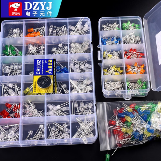 3MM/5MM light emitting diode package LED lamp bead component package red green orange yellow blue white mist bag/box 3mm LED 6 kinds of bags