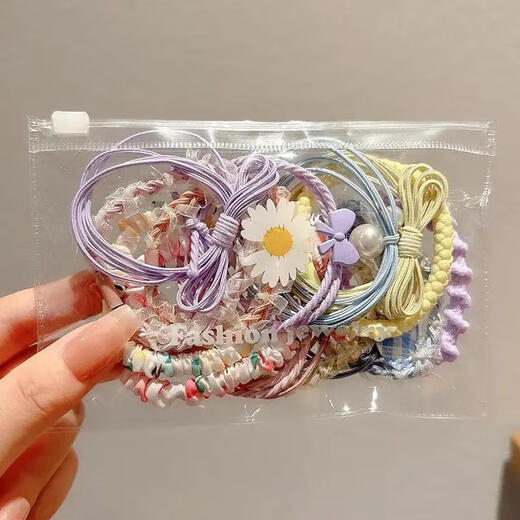 Zhao Lusi's same style dopamine durable headband for women small clear high elastic ponytail hair tie hair band rubber band blue series 6-piece set