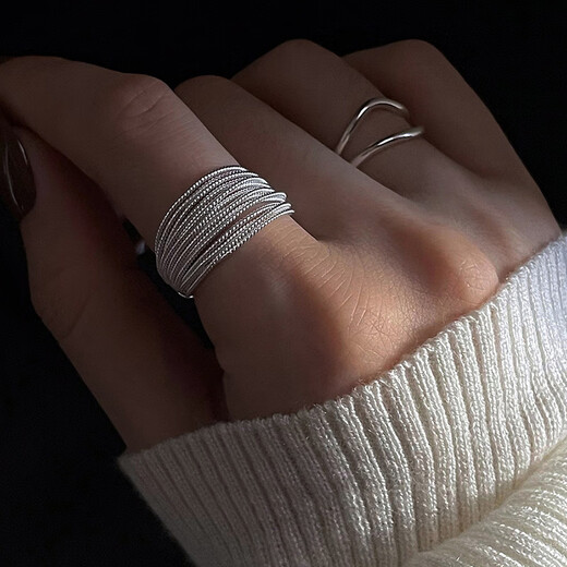 
AINILA (AINILA) multi-layered line wrap ring for women with minimalist and cold style personalized fashion S925 silver plated JZ6628 adjustable opening