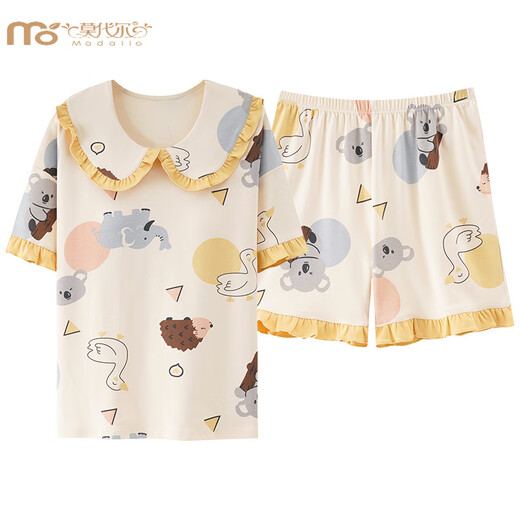 Modal Sommer kurzärmeligte Pyjamas Anzug für Frauen süße 200 Jin [Jin gleich 0,5 kg] Home Clothing Fett MM Großgröße Sommer loser Prinzessinstil Koreanische Version KNC3519 M