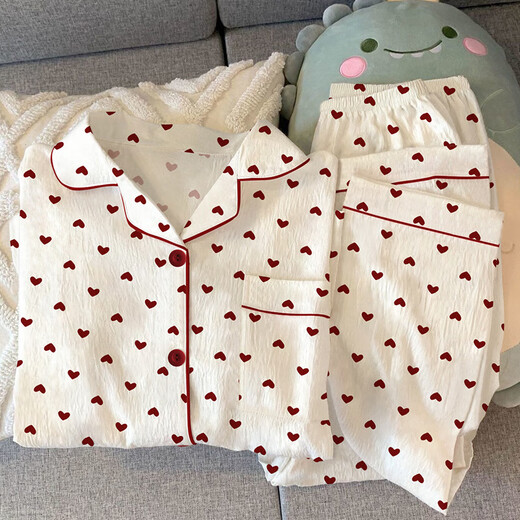 Antarctic Gentle Girl's Love Cardigan Pajamas peut être porté à l'extérieur au printemps de nouveaux vêtements en tissu ridés à manches longues KK3527 # M 170 [80-100jin suggéré [Jin est égal à 0,5 kg]]]