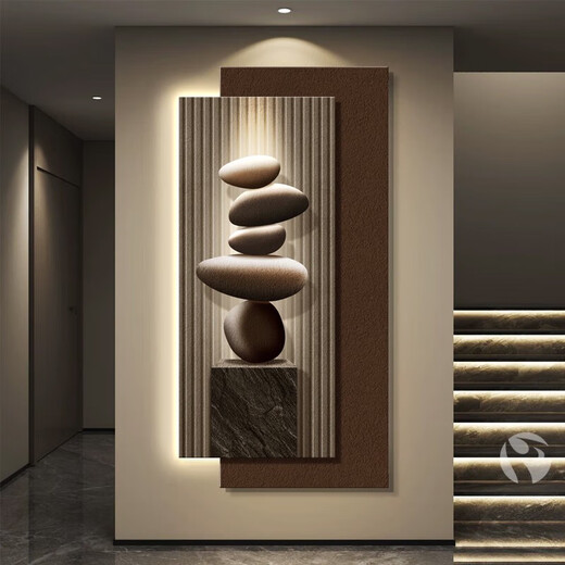 Mopai (Mopai) stone running entrance decoration painting modern light luxury meaning good corridor hanging paintings into the door LED luminous lamp painting murals stone running A model 60*120cm48*12048*100 plug-in model