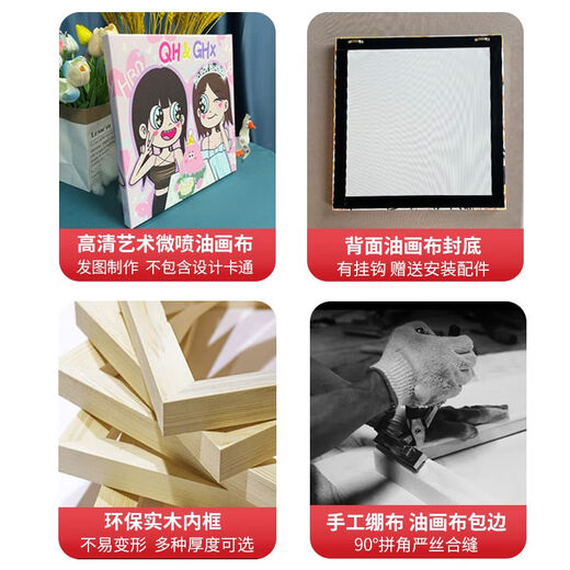 溥畔无框画定制油画布喷绘印刷卡通动漫情侣照片打印免打孔星蝶装饰画 艺术微喷无框画 80*12048寸3cm边厚实用厚实耐用