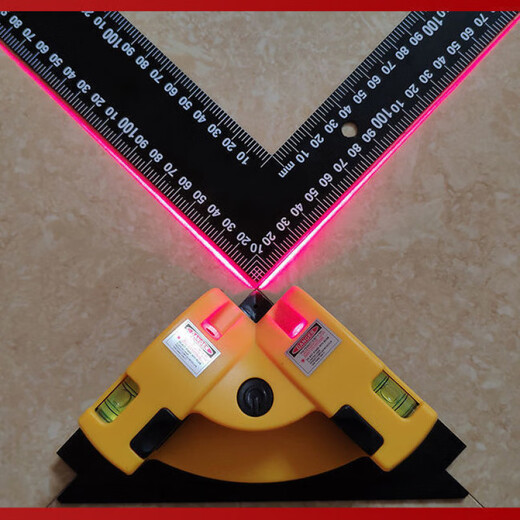RSRDDY laser right-angle floor level high-precision multi-functional horizontal right-angle ruler 90 degree angle ruler 01 red light bottom with suction cup + AA battery