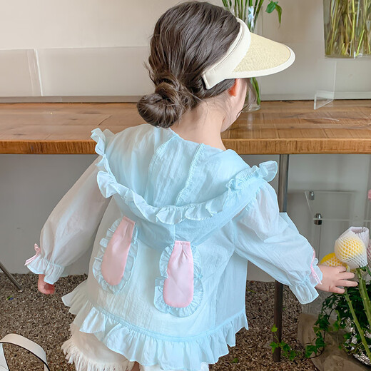 G.DUCKKIDS Little Yellow Duck Girls Sun Protection Clothes Summer Thin New Breathable Air Conditioning Clothes Baby Girl Skin Clothes Children's Jacket Blue 120 Recommended for 5~6 years old 110-120cm