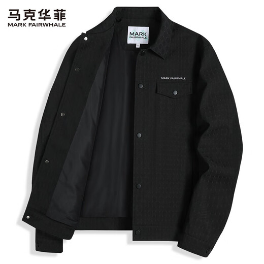 马克华菲（FAIRWHALE）线格提花高级感翻领夹克男2025春季新款青年通勤外套1098K 黑色311 S /165