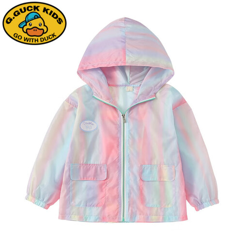 G.DUCKKIDS Girls' Sun Protection Clothing 2024 New Lightweight Air Conditioning Shirt Western Style Korean Style Sun Protection Clothing for Large Children 13 Years Old Color Striped Sun Protection Clothing 160 cm (160cm)