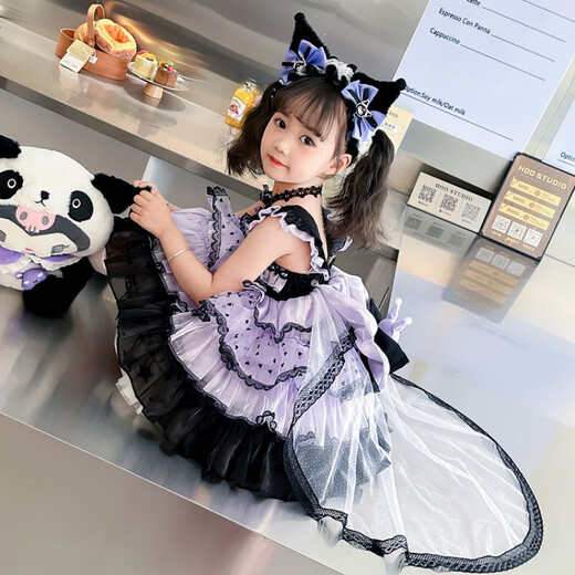 Kuromi Princess Dress Girls Summer Lolita Children's Dress Baby Girl Birthday Dress Children's Day Performance Costume Skirt 150 cm