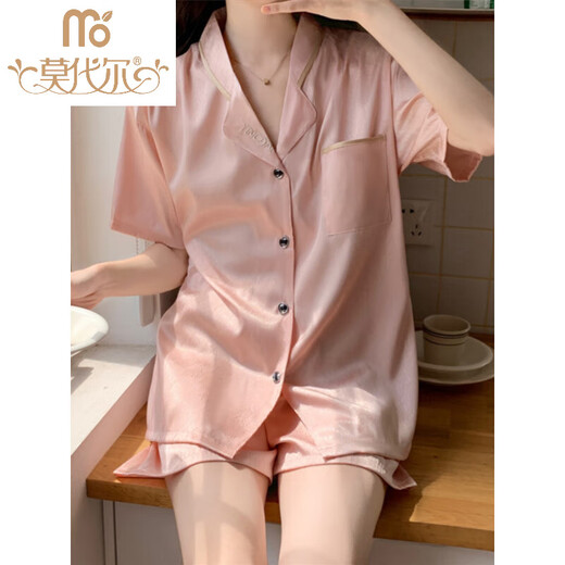 
Modal-sensing pajamas for women in summer ice silk shorts, silk, thick home clothes, summer internet celebrity style suit, light yellow #YX-9214 M [75-98]Jin[Jin equals 0.5 kg]