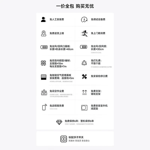 Xiaomi (MI) Mijia central air conditioner multi-split 5hp 6hp one to four five six full DC inverter Pro super first-class energy efficiency 3 rows of condensers 125Wn-OC30/N2C1 5hp first-class energy efficiency one to four (small three bedrooms and one living room)