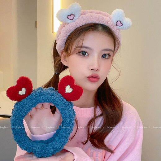 Jingyouyu Zhao Lusi's same style headband for women to wash her face, make up and apply facial mask, non-slip, traceless and does not press bangs. Zhao Lusi's same style love blue