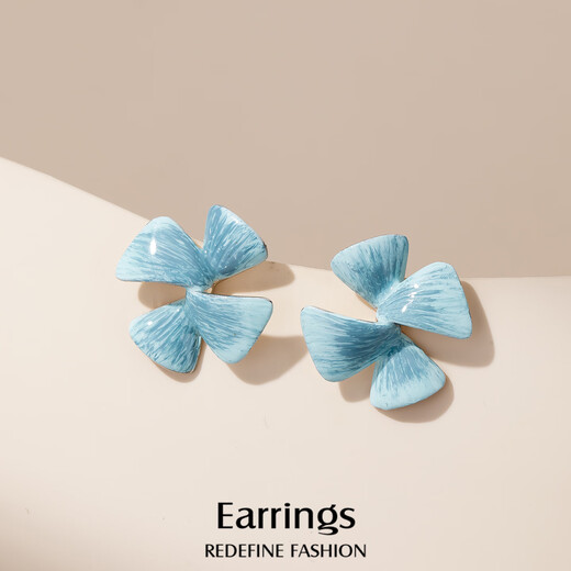 Qlady blue flower earrings, feminine and high-end 2025 new niche design earrings, female birthday gifts