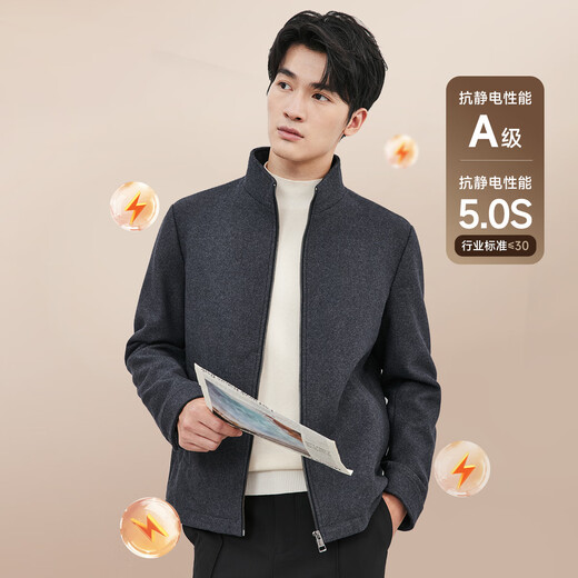 Septwolves Wool Jacket Men's Autumn Stand Collar Jacket Men's Lining Anti-static Simple Business Work Versatile Men's Clothing