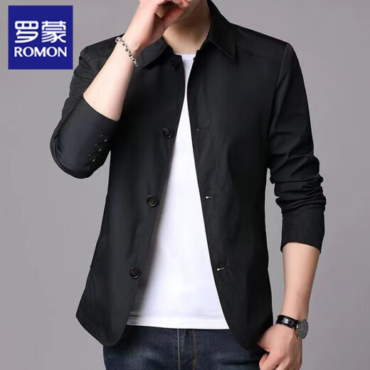 Romon (Romon) Frühlings- und Herbst-Herrengeschäft Casual Jacket Anzug mittlerer und junger Menschen mit Mitte der Farbe Dünne koreanische koreanische Windbreaker-Jacke hellgrau 1048 l [Empfohlen 118-138jin [Jin ist gleich 0,5 kg]]
