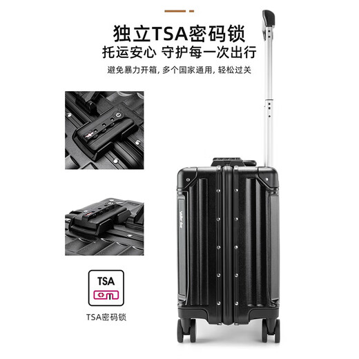 Walker Shop行李箱小型轻便登机箱拉杆箱男新款密码箱子旅行箱 白色 16英寸 【现货直发/横款可登机】