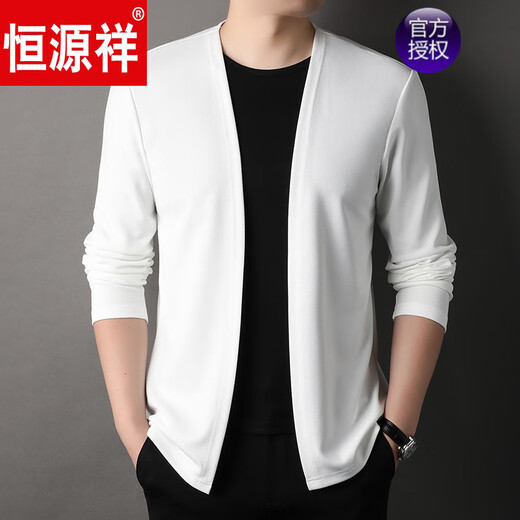 Hengyuanxiang Autumn New Knitted Wool Cardigan Men's Solid Color Wool Sweater Small Jacket Trendy Sweater Thin Top 7686 Apricot L Recommended 120-135 Jin Jin equals 0.5 kg