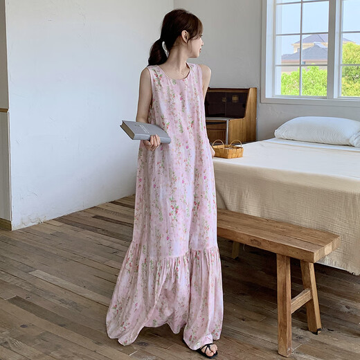 
IOSN 2025 new vest long skirt sexy nightgown long ankle long skirt internet celebrity can be worn with a blouse 8002 sleeveless skirt red polka dot shrink large one size F skirt length 12590-150Jin [Jin equals 0.5 kg]