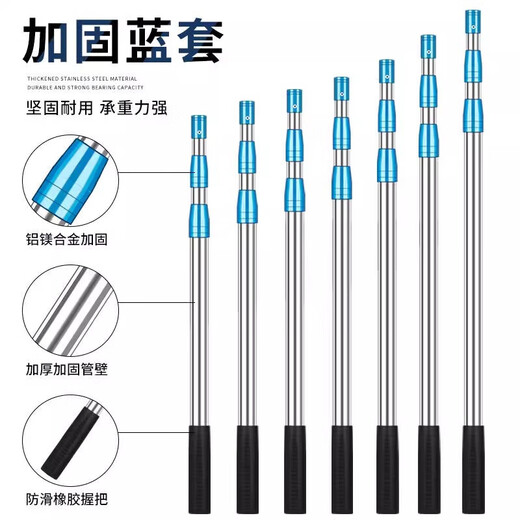 Stainless steel copy net complete set thickened telescopic rod net pocket fish net set anti-hanging fishing net fish folding net fishing gear upgraded yellow rod + 40 black fine eyes + 50 color thick eyes five sections telescopic 6 meters