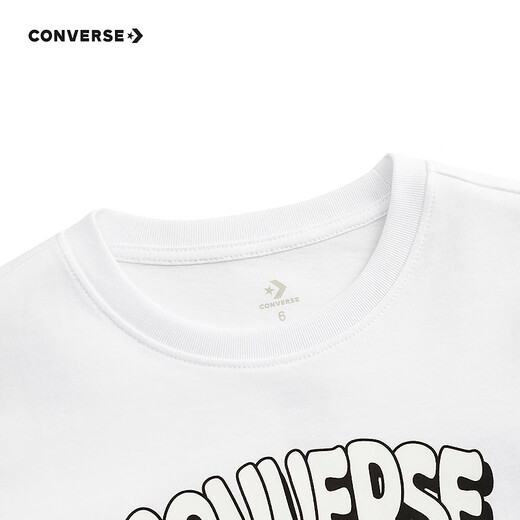 Converse children's long-sleeved T-shirt autumn new medium and large children's soft skin-friendly tops and bottoming shirts casual pure white 110/52 recommended height 98-104cm