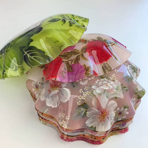 Yonghuan A694 Fruchtplattenfarbe Blumenscheibenscheibenfruchtplatte Plexiglass Platte Frucht 22 cm A694-2 Farbe - Rot und lila Blume 22 cm 49055