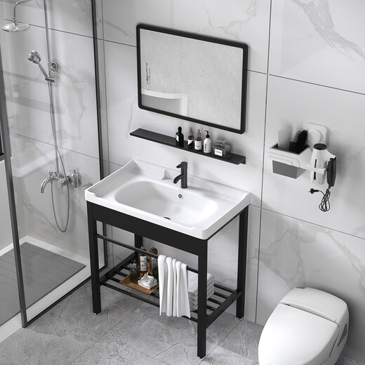 JPHZNB Floor-Sanding Forme Bathroom Wash Basin Small Apartment Bracket Mand Basin lavabo Basin Basin Armoire de salle de bain 4837E BASIN + DRAIT DE STAND