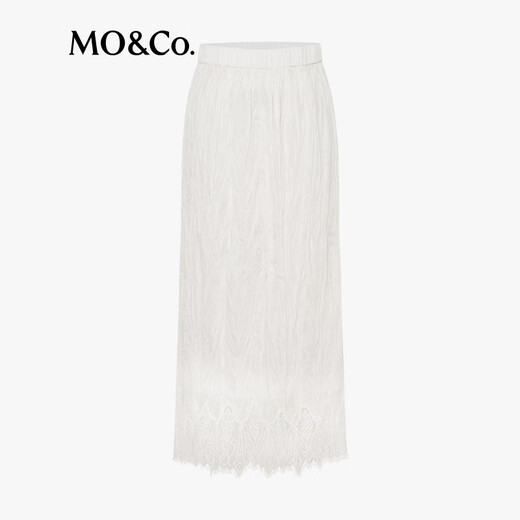 MO/Co. Skirt 2025 Summer New Product High Waisted Tennis Artistic Sticky Lace Border White MBE2SKT038 This White XS