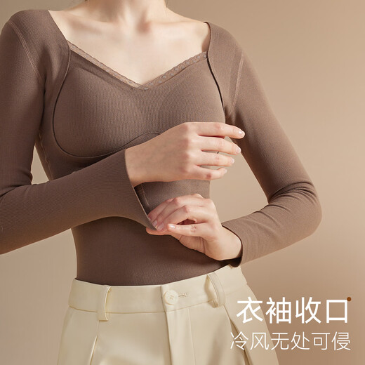 
Cat man 100% wool patch thermal underwear for women 25 years new bra integrated velvet thickened base top for women