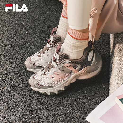 Chaussures pour femmes officielles Fila, chaussures de papa, chaussures de sport, 2025 chaussures neuves automne, chaussures de champignons à semelles épaisses, chaussures décontractées, cendres de charbon flottantes / agate blanc grey-cc 36