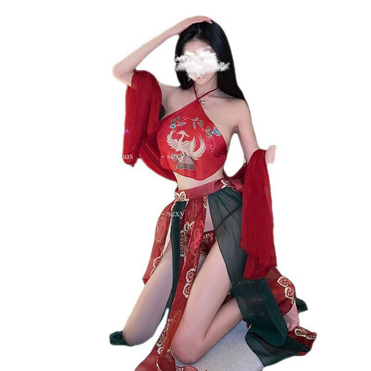 
Sexy underwear sexy Hanfu cheongsam uniform on bed seductive seductive passion set women seductive fairy suit 1049 red XXL