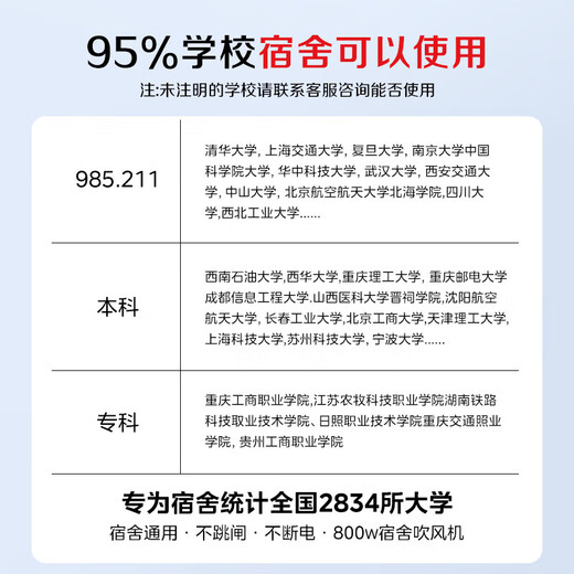 AUX hair dryer dormitory 800W low power student hair dryer blue light ion hair care does not hurt hair hair dryer constant temperature hair dryer mini portable foldable daily style 800W dormitory non-trip + portable and foldable