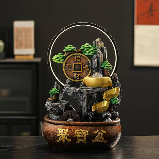 Drei-aquatischer Tiger fließendes Wasser und Geldverzierungen Feng Shui Wheel Fountain Desktop Dekoration Wohnzimmer Zirkulation Wasser Büro Schatztopf 6629 Senden Sie Atomizer Senden