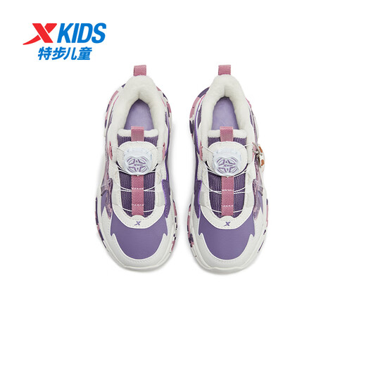 XTEP Children's Shoes Lingfeng 3.0 Fine Mink Velvet Warm Sports Shoes Anti-Slip Safety Guard Cotton Shoes Ningye Purple/Sail White 30