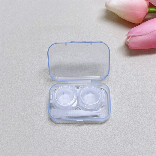 Ins flip-top contact lens box transparent simple candy color compact companion box contact lens care box random color 1 pack