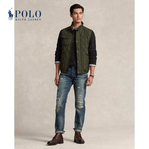 Ralph Lauren Herren-Kleidung Klassiker wasserdichtes gestepter Weste Rl15907 301-Green L.