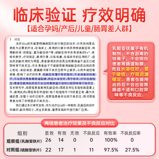 太极 乳酸亚铁片42片*2盒补铁剂片补血药贫血药婴儿补铁补血改善贫血宝宝补铁儿童补铁口服液缺铁性贫血