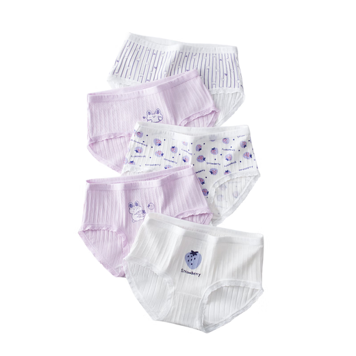 Pure cotton underwear for girls, combed cotton children's underwear, girls' briefs, category a, medium and large children's 7A antibacterial women's underwear 11010 purple # (wormwood crotch + random pattern) 2 pieces 140 (recommended 50-63Jin Jin is equal to 0.5kg) individually packaged
