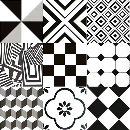 
All-ceramic Nordic 6060 black and white flower tiles restaurant clothing store bathroom anti-slip store wear-resistant floor tiles 6623 600*600